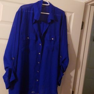 Tulip Back Button Up top size 3x